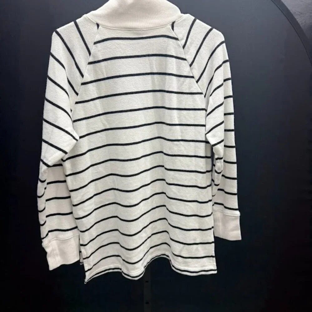J. Crew Striped Wide Button-Collar Tunic in Cloudspun Fleece